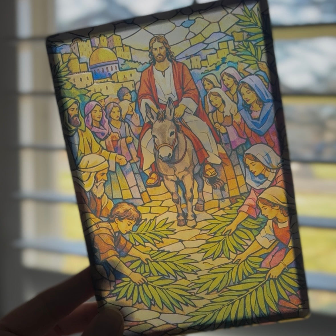Faux Stained Glass Puzzle Frame – Palm Sunday Edition
