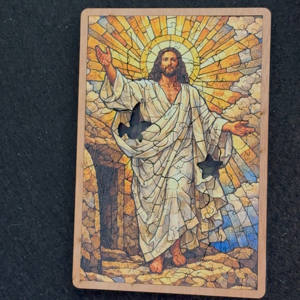 Faux Stained Glass Puzzle Frame – Palm Sunday Edition