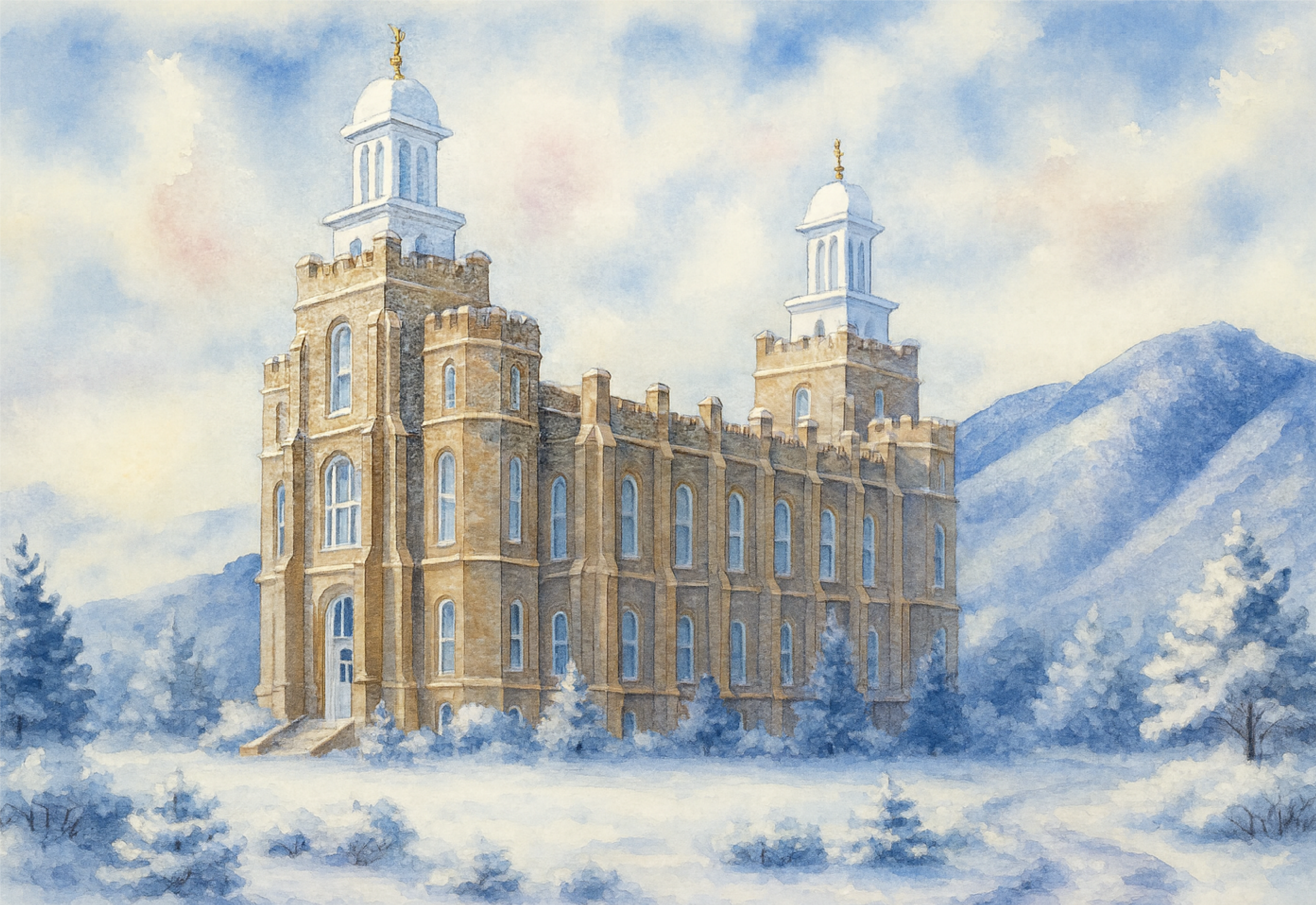 Logan, Utah Temple - Winter Wooden Puzzle