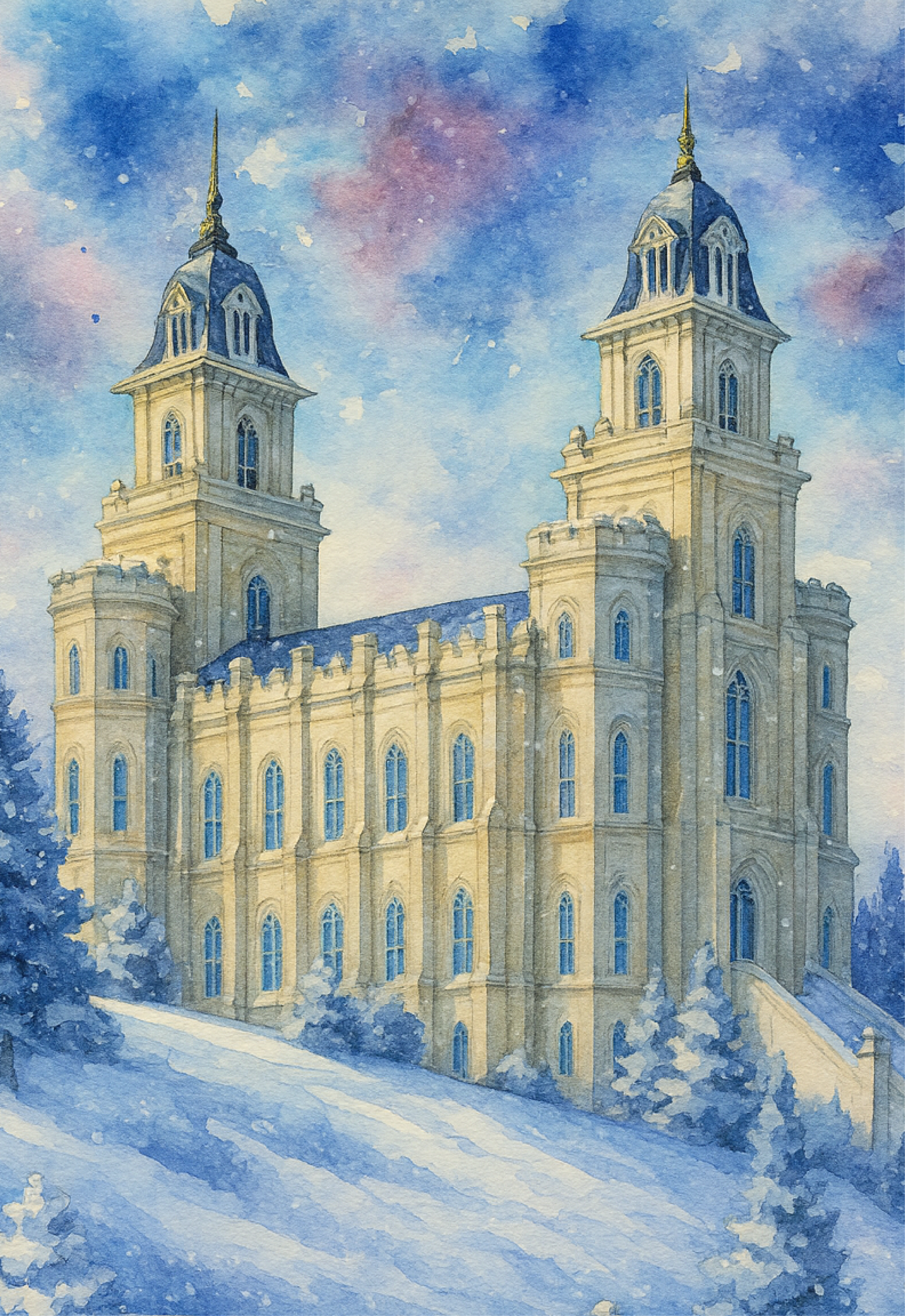 Manti, Utah Temple - Winter Wooden Puzzle