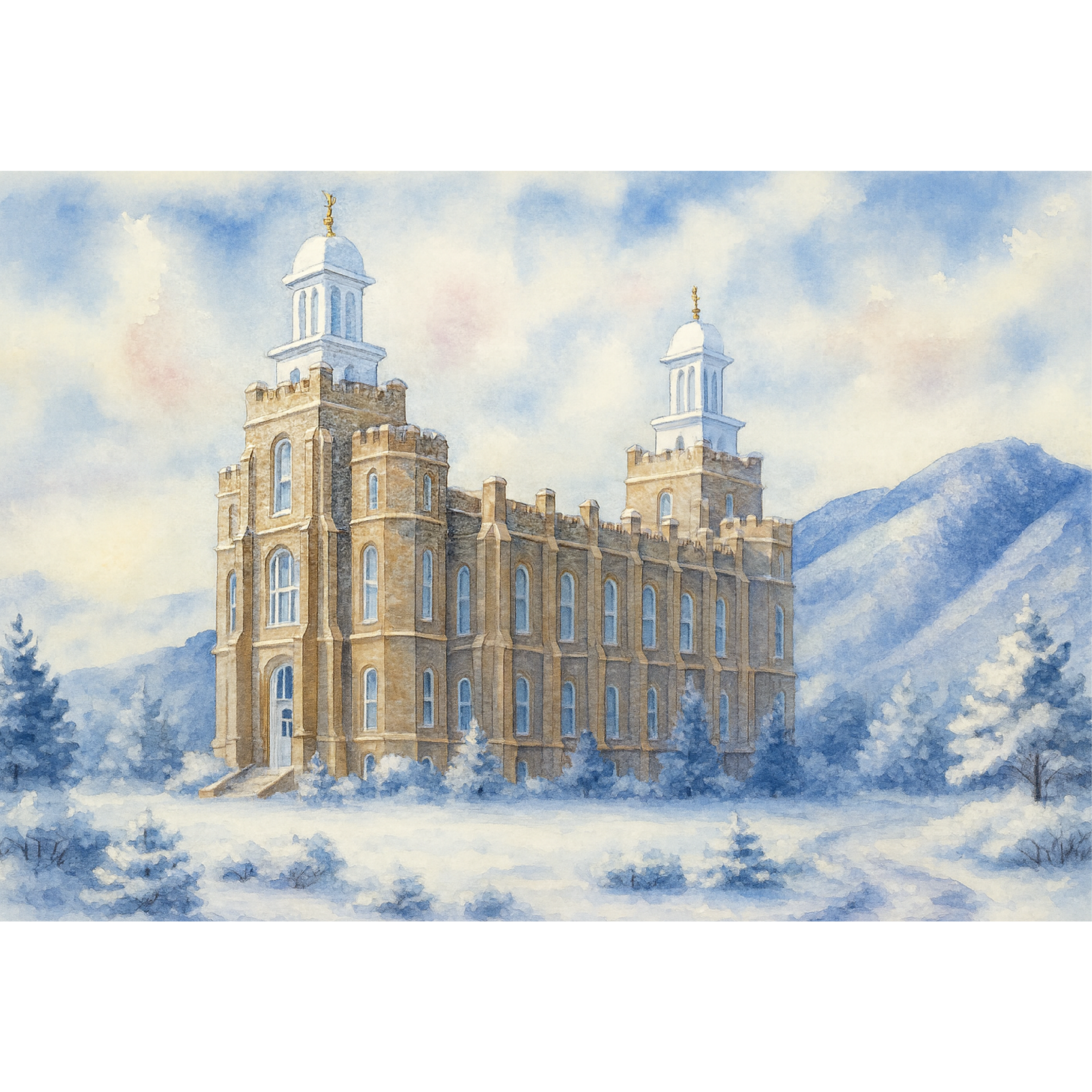 Logan, Utah Temple - Winter Wooden Puzzle