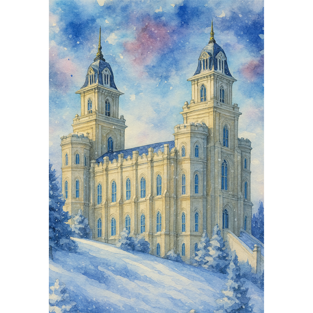 Manti, Utah Temple - Winter Wooden Puzzle