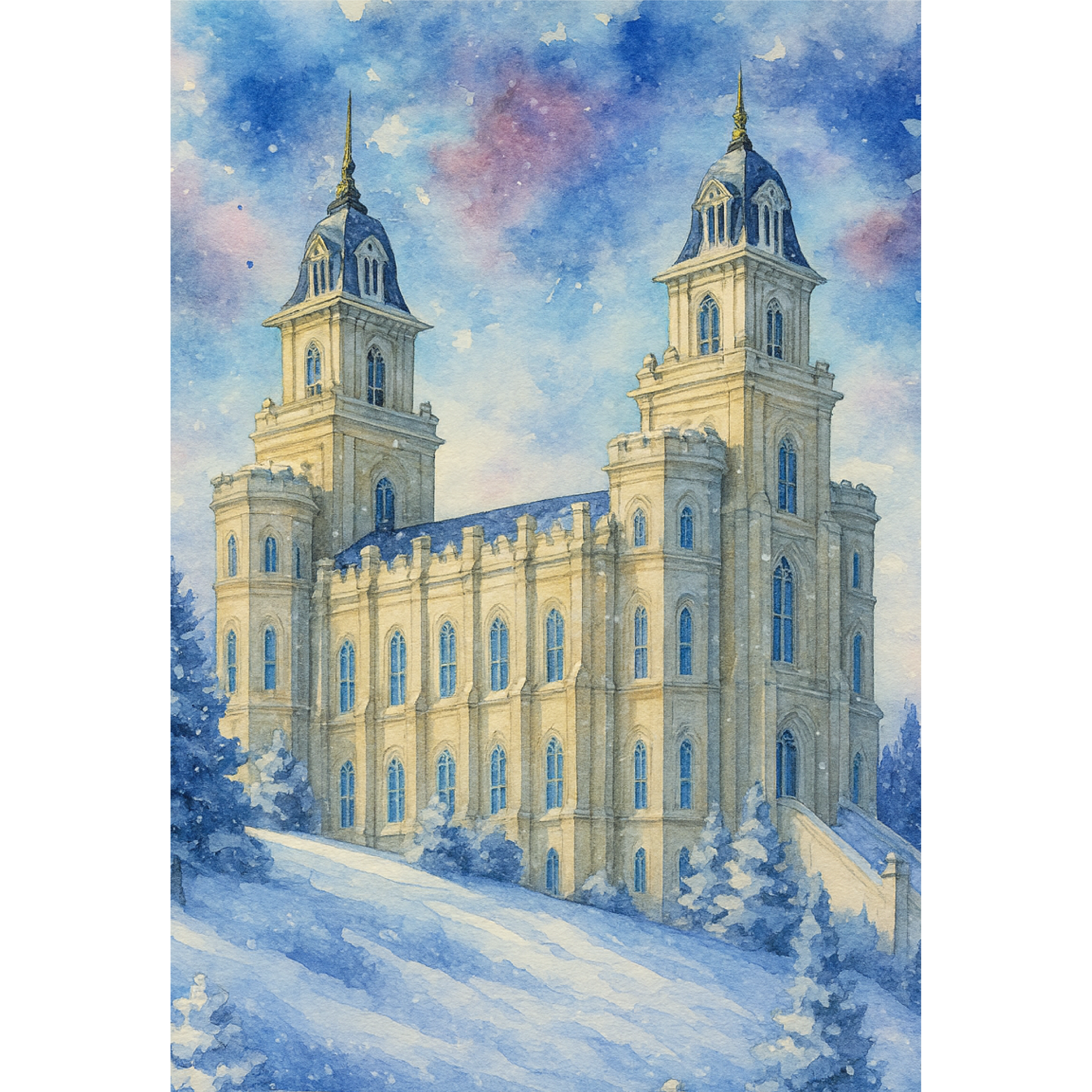 Manti, Utah Temple - Winter Wooden Puzzle