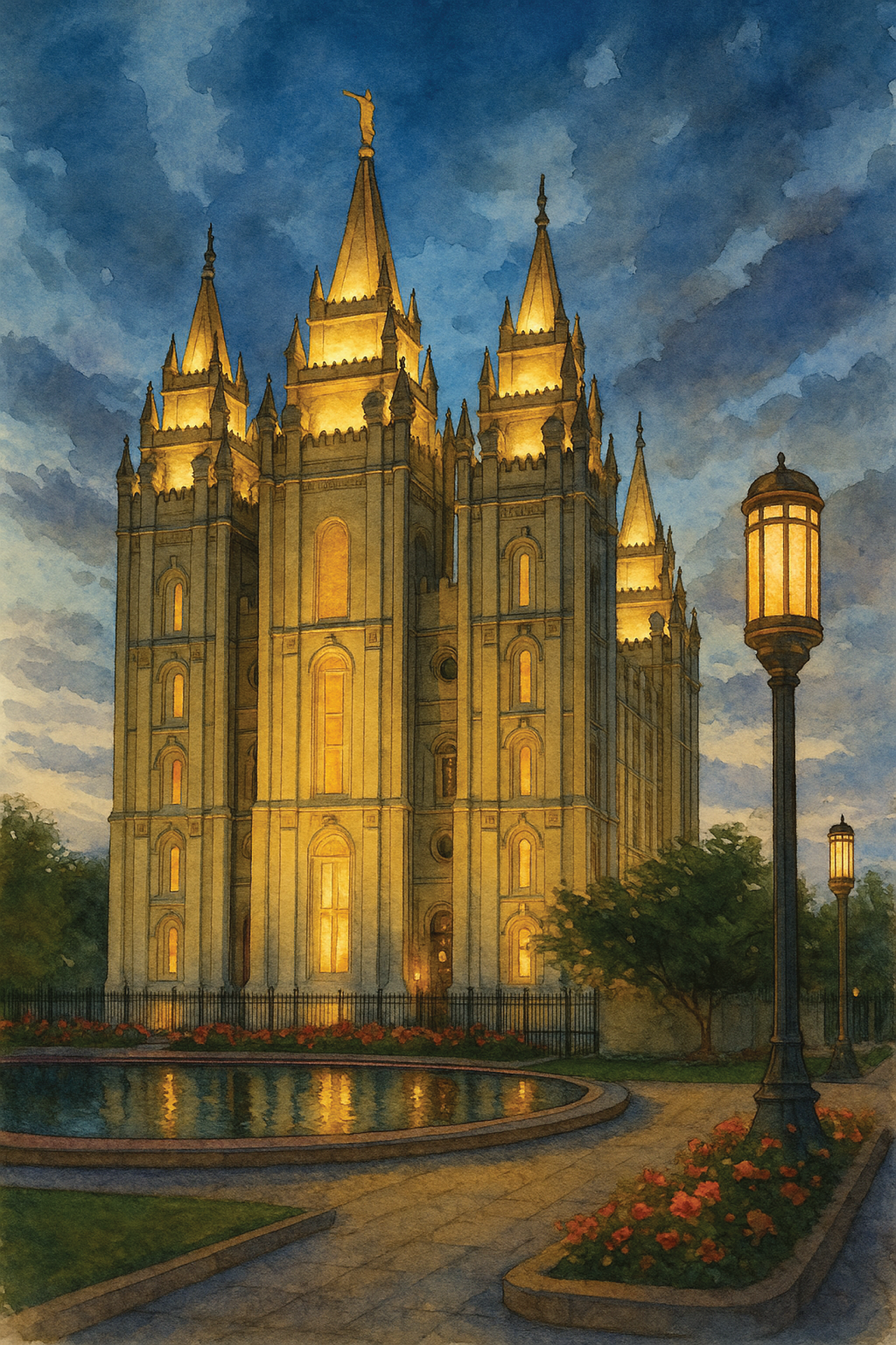 Salt Lake City, Utah - Night Wooden Puzzle
